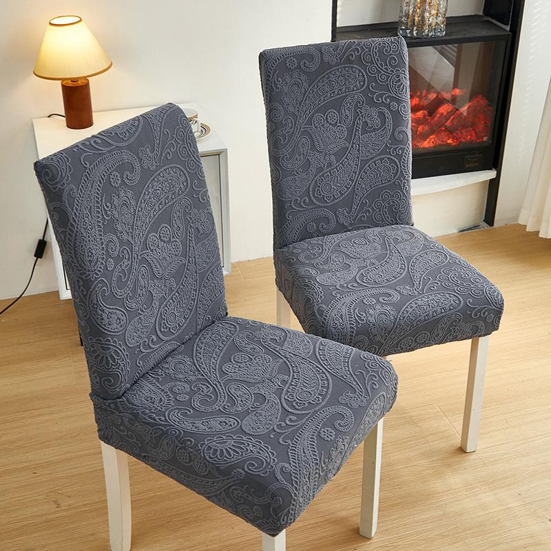 Solid Color Three-dimensional Jacquard Velvet Elastic Seat Cover Non-slip Dirty All-inclusive Chair Cover Living Room Dining Chair Cover