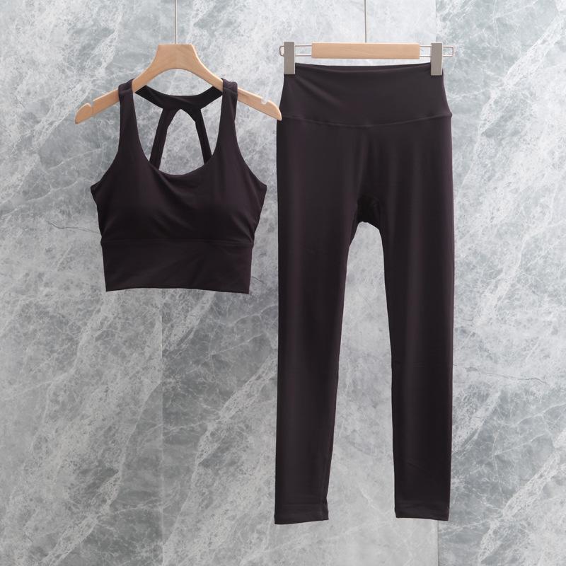 Women's Yoga Set: Cross-Back Tank & High-Waist Tummy Control Pants