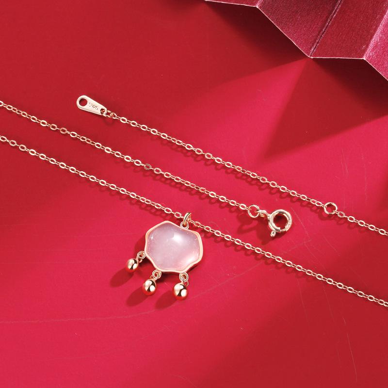 S925 Sterling Silver Ruyi Ping an Lock Necklace - Chinese Retro Style Clavicle Chain for Women 925 Silver розового золота