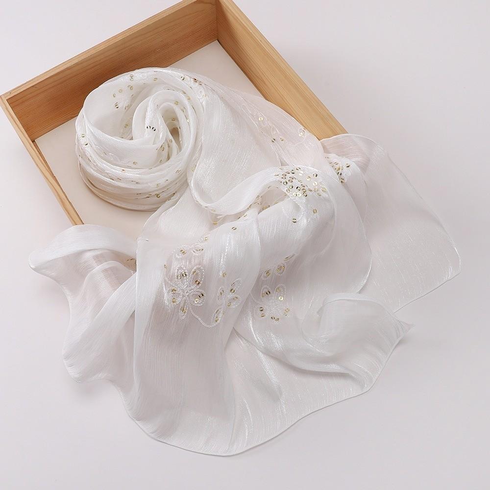 Shimmer Glitter Glitter Chiffon Shawl Elegant Pleated Glitter Shawl Flowy Hijab Shawl  for Women