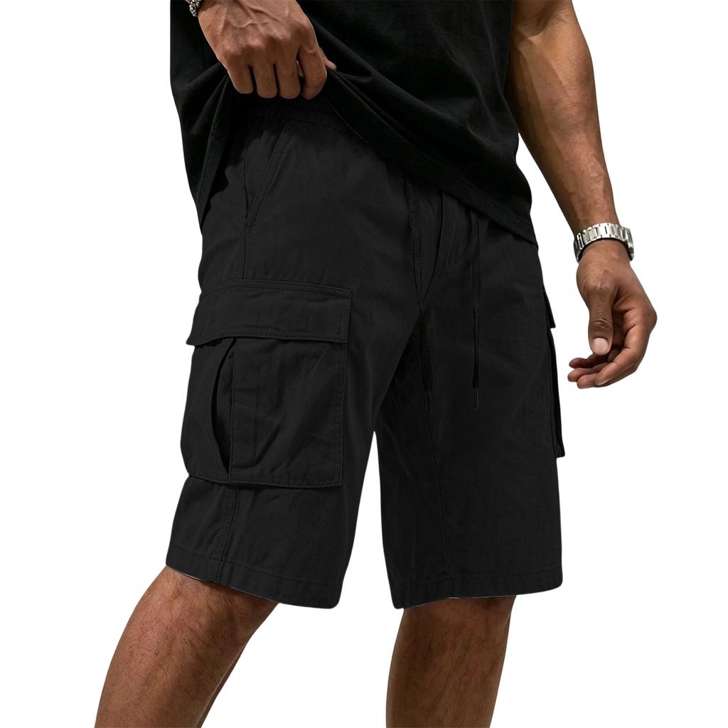 Mens Cargo Shorts Multi Pocket Drawstring Waist Relaxed Fit Workwear Style Casual Cotton Short Pants for Outdoor Activities