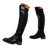 Leather Women's Knee High Boots With Thick Soles Round Toes Back Zipper Chunky Heel And Wide Calf Knee High Boots for Women Tan