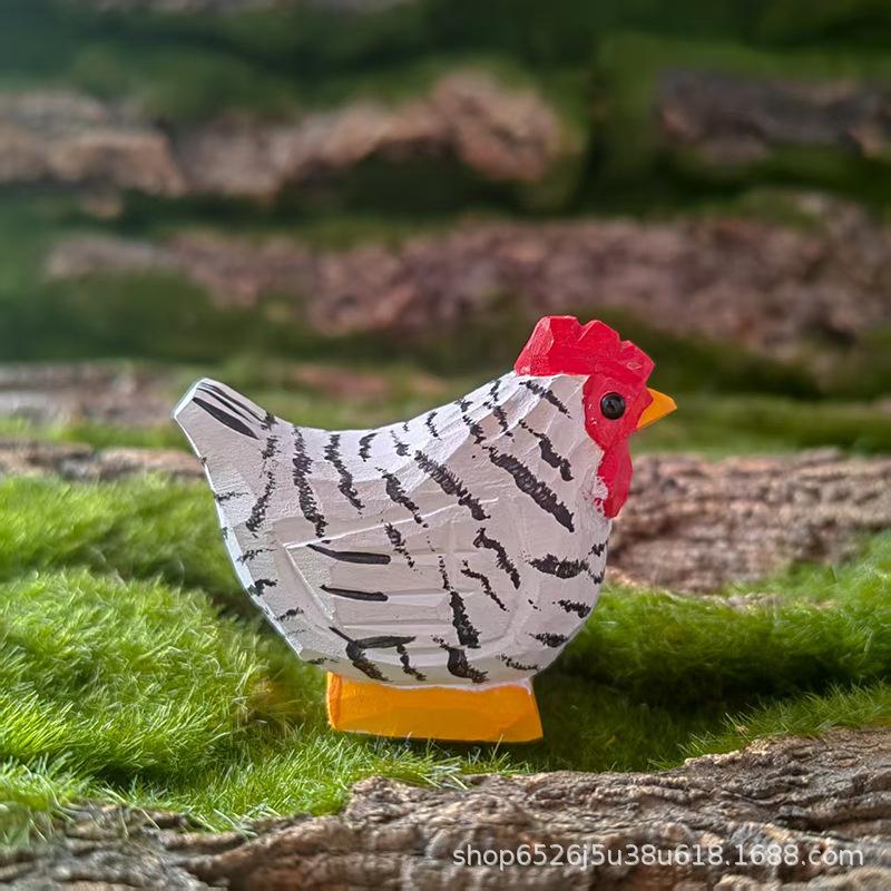 Ręcznie Rzeźbiona Drewniana Figurka Dekoracyjna Statuetka Koguta Wystrój Domu Rzeźba z Drewna Rzeźba Zwierzęca prezent urodzinowy dla przyjaciela rodziny