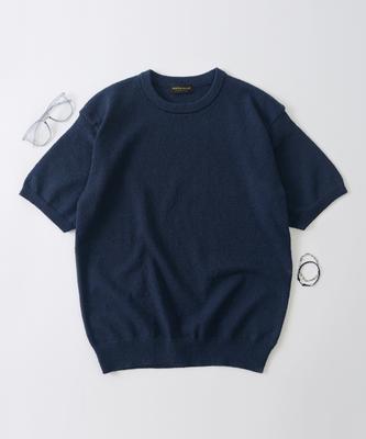 ANALOG MOOD Airy Cooling Round Short Sleeve Knit (Navy)