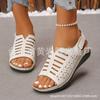 Plus Size Wedge Sandals for Women, Summer 2025 New Fashion Explosive Velcro 43 Size Openwork Sandals for Women