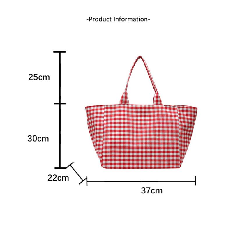 Large Capacity Plaid Women's Canvas Shoulder Bags Simple Commuter Female Shopping Bag College Girls Book Tote Travel Handbags
