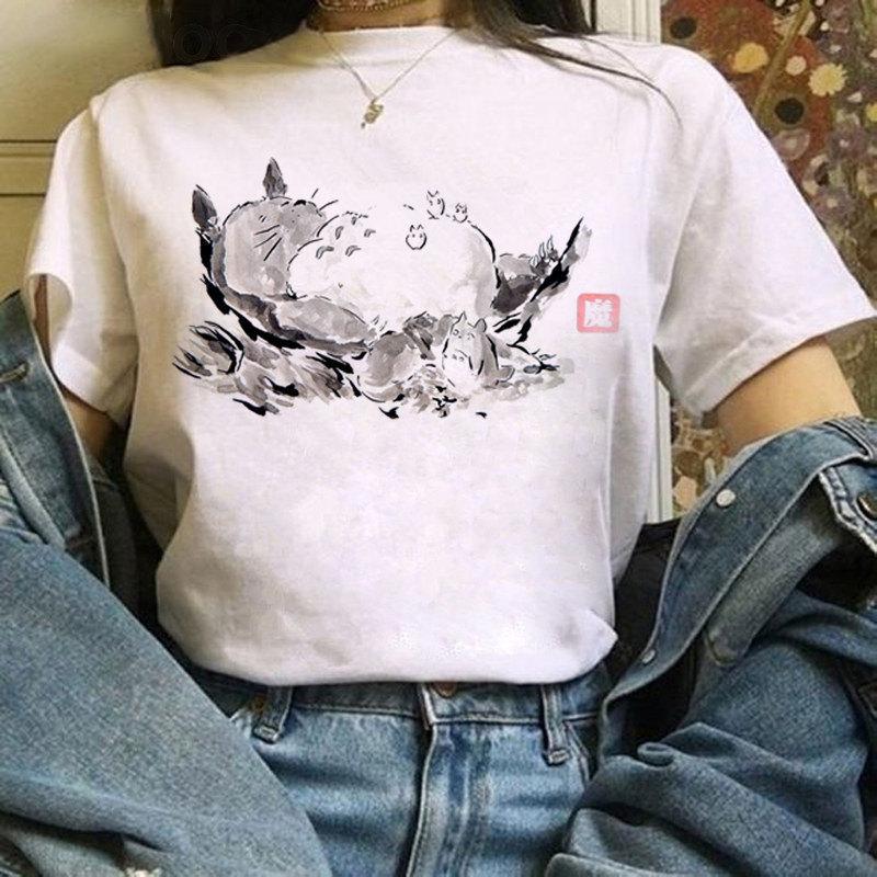 Cartoon Totoro Anime Series Printing, Summer Campus Large Size Men's and Women's Short Sleeve Anime T-shirt