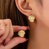 Summer Marine Creature Shape Texture Earrings Gold Plated Elegant Sweet Earrings