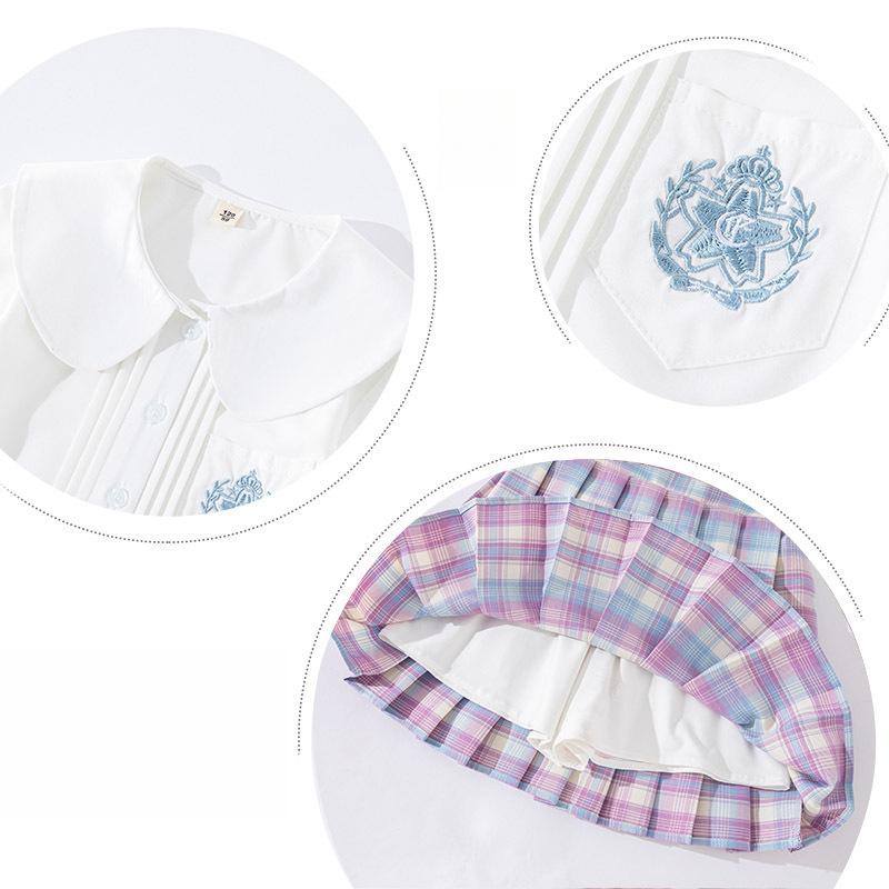 Spódnica JK dla dziewcząt Mundurek Spódnica w kratę Dziecięca sukienka wiosenna Spódnica w stylu college Spódnica plisowana Spódnica jesienna Letnia krótka spódnica