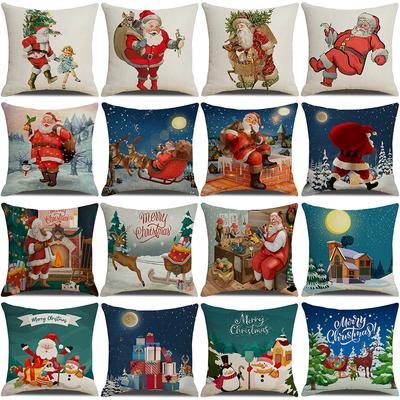 Cartoon Santa Claus Reindeer Series Linen Pillow Cover Nordic Office Sofa Cushion Cover Cushion Cover