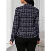 Women's Lightweight Plaid Long Sleeve Jacket - Stylish Open Front Outerwear for Spring & Fall, Black & White Houndstooth Pattern,