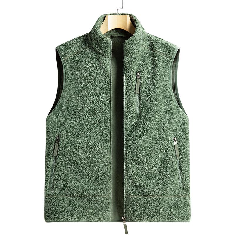 Teddy fleece vest, fleece thickened warm, sleeveless autumn and winter mountain lightweight outdoor vest, tide brand fleece