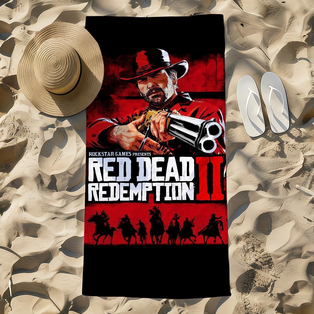 Handtuch Strandtuch Übergröße Spiel Schnell D-Dead Trocknend Handtuch Saugfähig Weich Schwimmen 2 Strandtücher rot R-Redemption für Männer Frauen