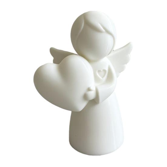 Moderne Engelsdekoration Mini-Liebesherz-Figur, 3D-gedruckte weiße Statue, Schreibtischornament für Muttertag, Valentins-Weihnachtsgeschenk-Figur