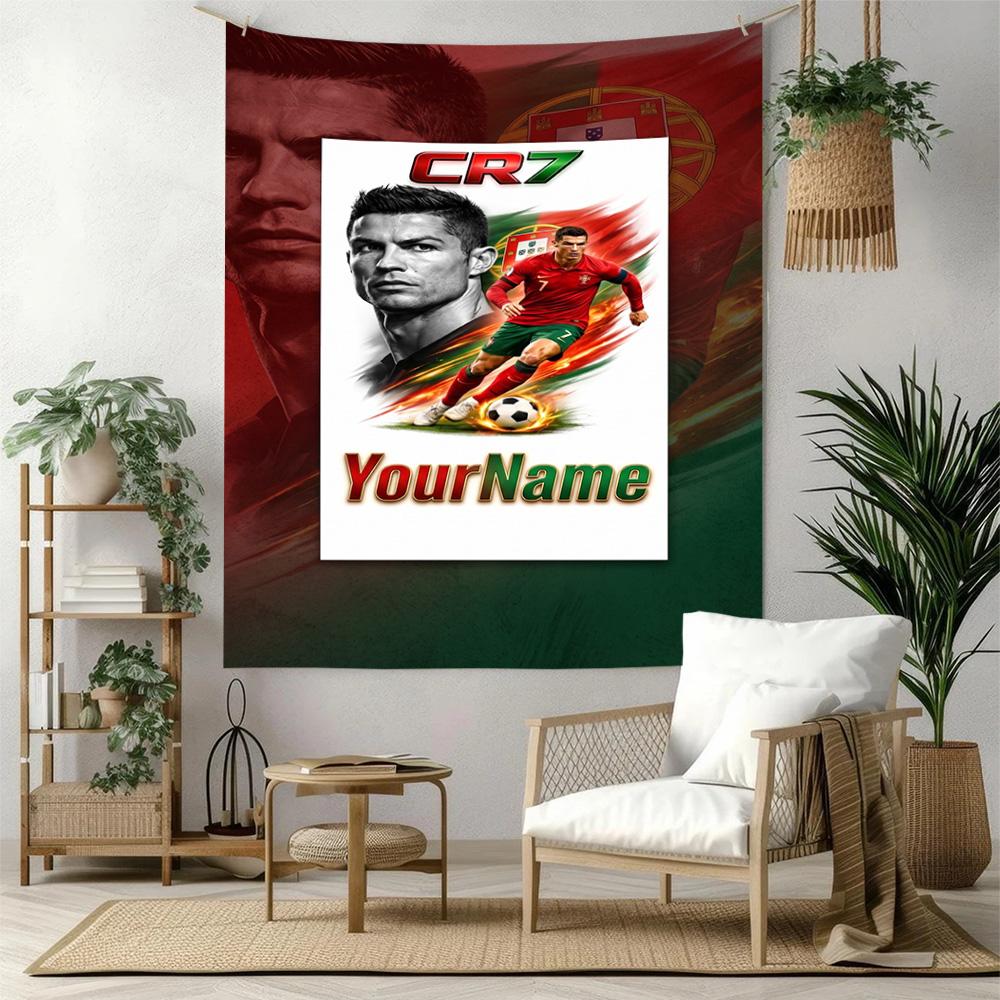 Cristiano Ronaldo Custom Jouw Naam Muurdecoratie Wandkleed Kunst Voor Huisdier Herdenking Verjaardag Bruiloft Feest Achtergrond Familiecadeau