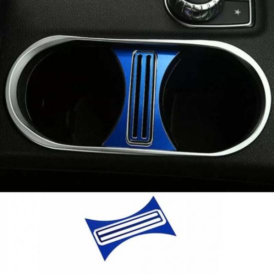 Car Central Console 13- Water Cup Frame Trim Blue Aluminum For Benz GLA CLA