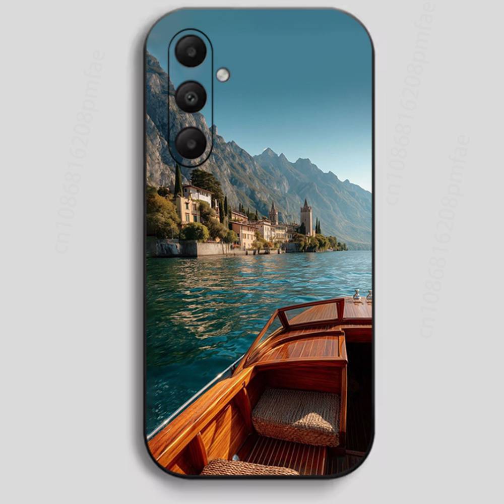 Custodia per telefono di lusso R-RIVA Yacht per Samsung Galaxy A13, 21s, 22, 31, 32, 40, 52, 71, A91 Guscio morbido nero