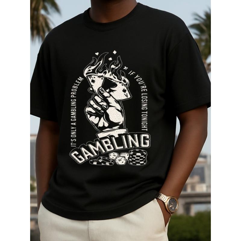 

European sizes Men S Funny Gambling Problem Graphic T-Shirt - Humorous Poker & Dice Design with It S a Trap! Slogan, Black Casual Short Sleeve S чёрный