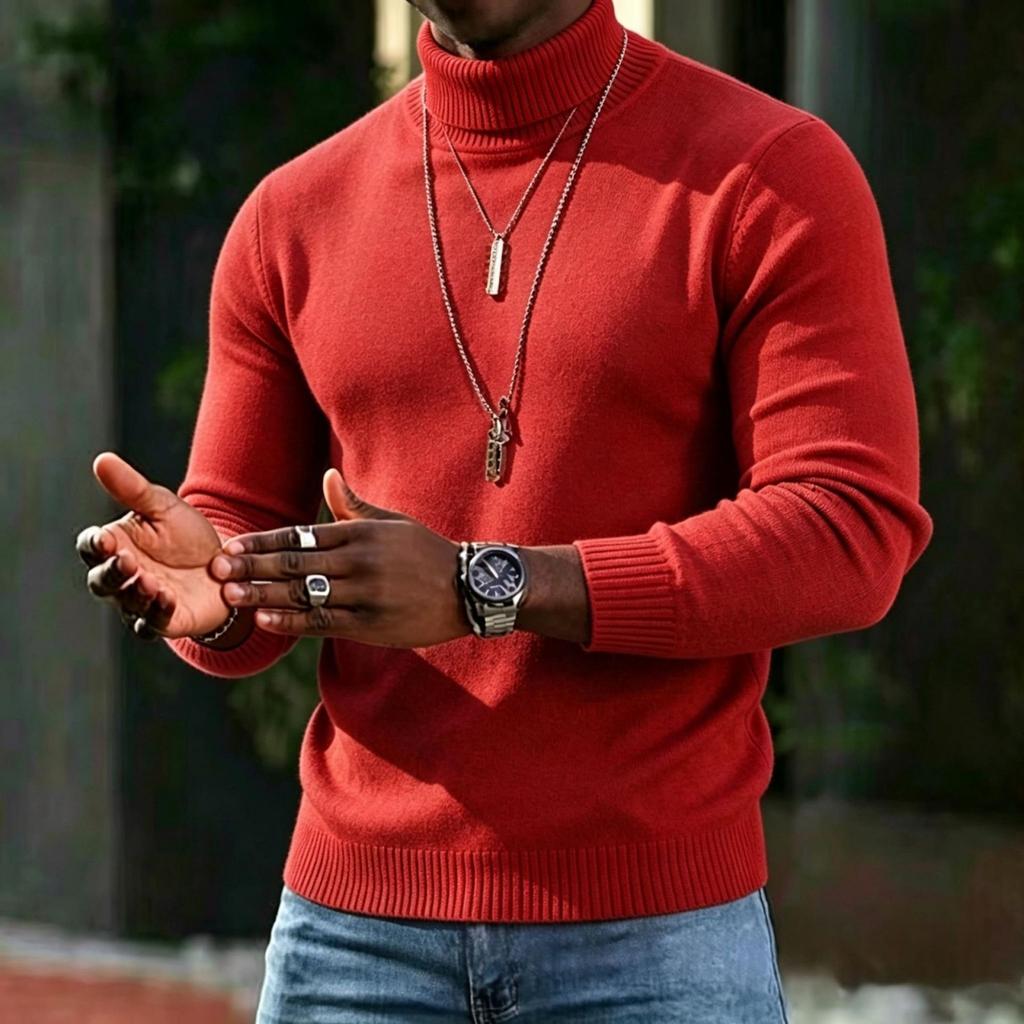 Men's Color Turtleneck Sweater for Casual Everyday Wear