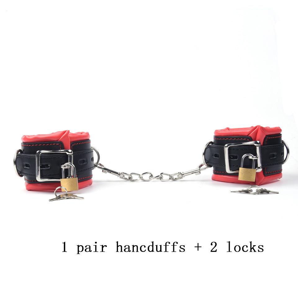 Leather Sponge Sex Handcuffs Bondage Slave Exotic Accessories Toys For Couples Adults Games With 2 Lock