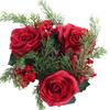 Artificial Flower Christmas Candle Wreath Romantic 30CM Candle Rings Party Supplies Red Rose Candlestick Wreath Christmas Decor