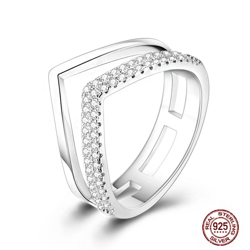 Shine Women koppar Fingerringar 925 Sterling Hjärta Krona Glöd Eldfluga Stjärna Sol Tusensköna Stapelbar Originalring Årsdag Zirkon