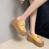 Women's casual slippers 2025 one word buckle strap open toe muffin bottom hundred fashion sandals thick bottom heightening shoes