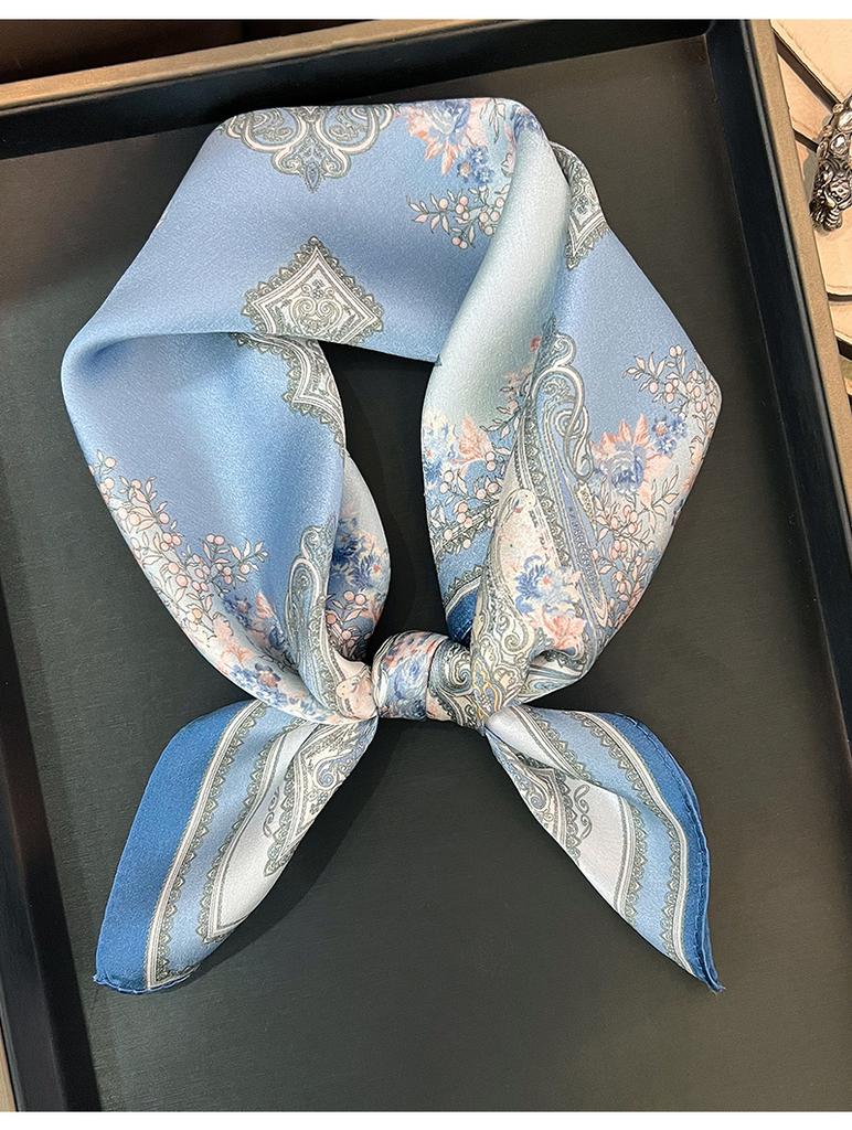 Mulberry Silk Printed Small Square Scarf Spring Fashion Neck Hair Tie