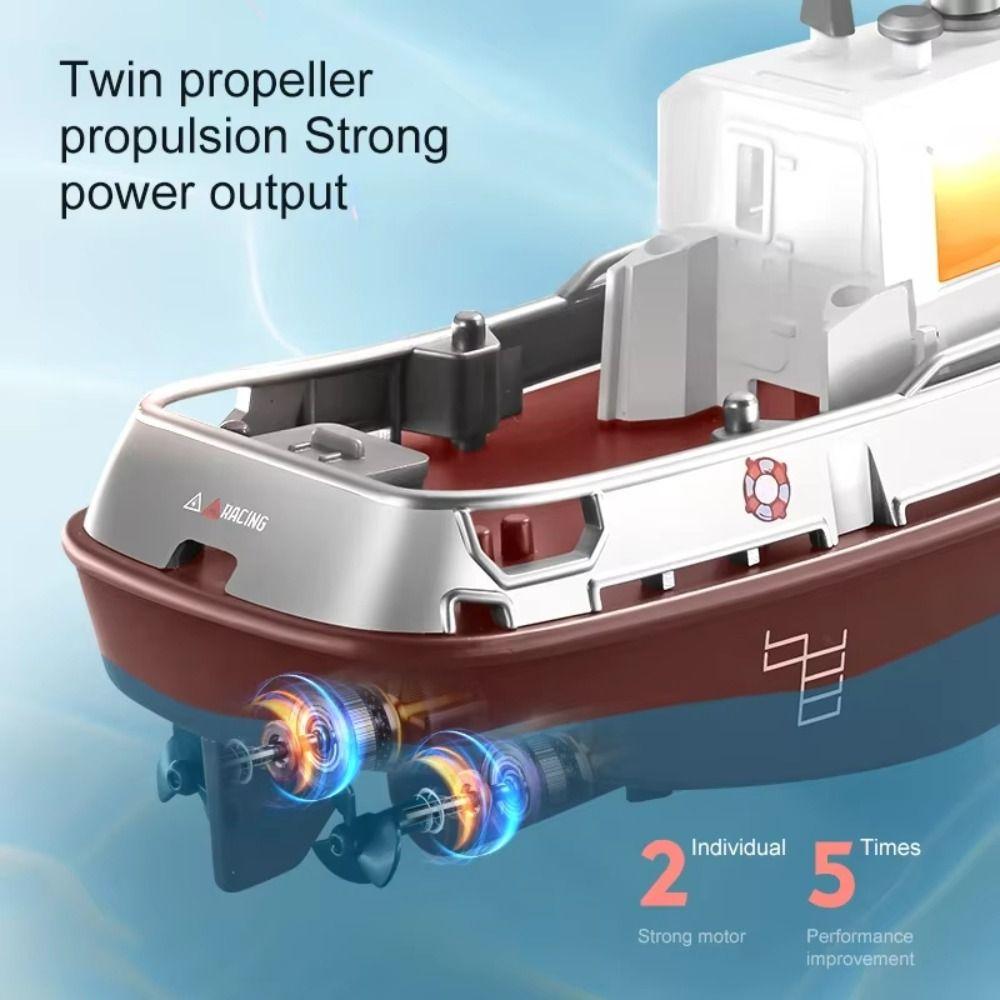 Dual Motors RC Tugboat 1:32 Scale Mini RC Boat Birthday Gift Remote Control Ship  For Children