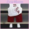 Stylish Summer Chinese Style Vest Set For Boys Soft Cotton Two Piece Outfit For Kids