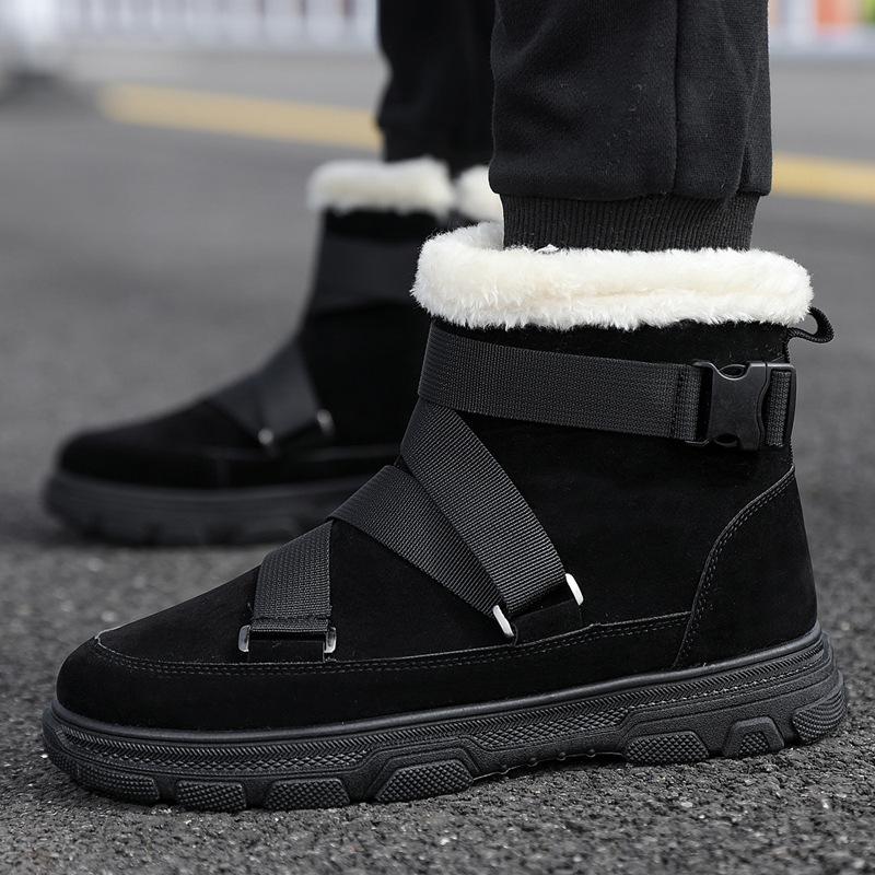 Winter snow boots thickened warm fur integrated cotton shoes youth platform bread shoes velvet Martin boots