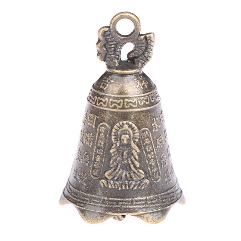 Antique Bell Chinese Mini Sculpture Pray Guanyin Buddha Bell Shui Feng Bell-Homeclub