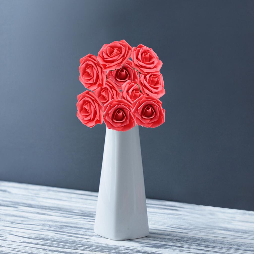 10PCS Artificial Rose Flower Romantic Lifelike Simulation Flower for DIY Home Wedding Party Decor 8cm