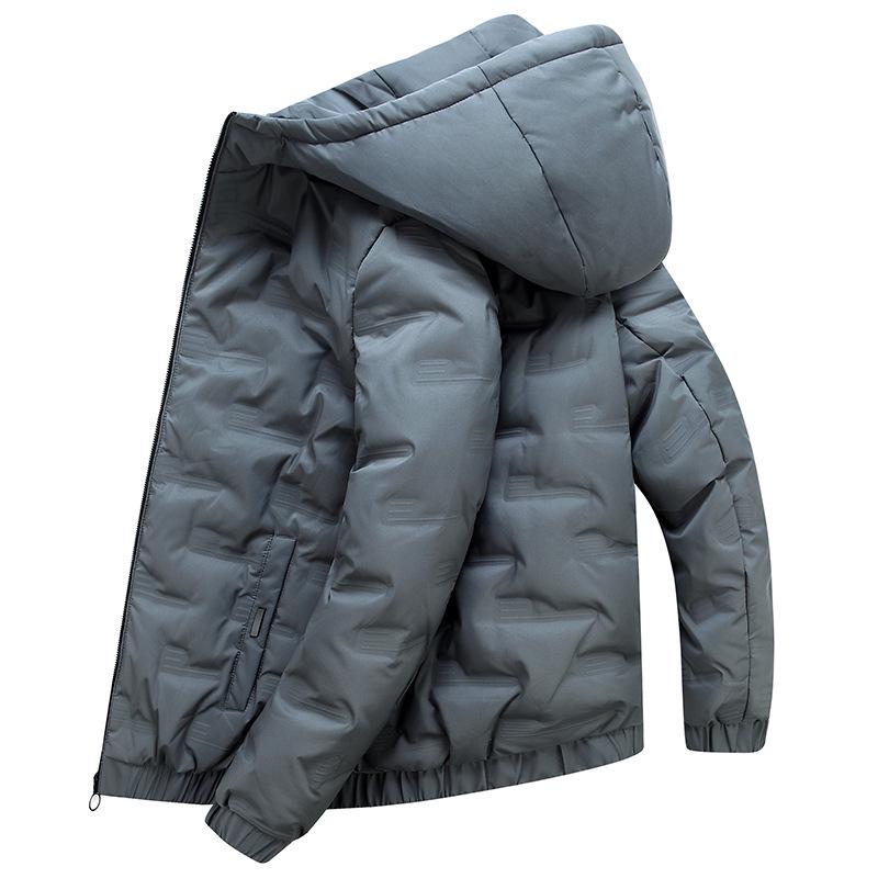 Men's Down Jacket Winter Fashion Casual All-match Youth Warm Short Hooded Solid Color White Duck Down Jacket