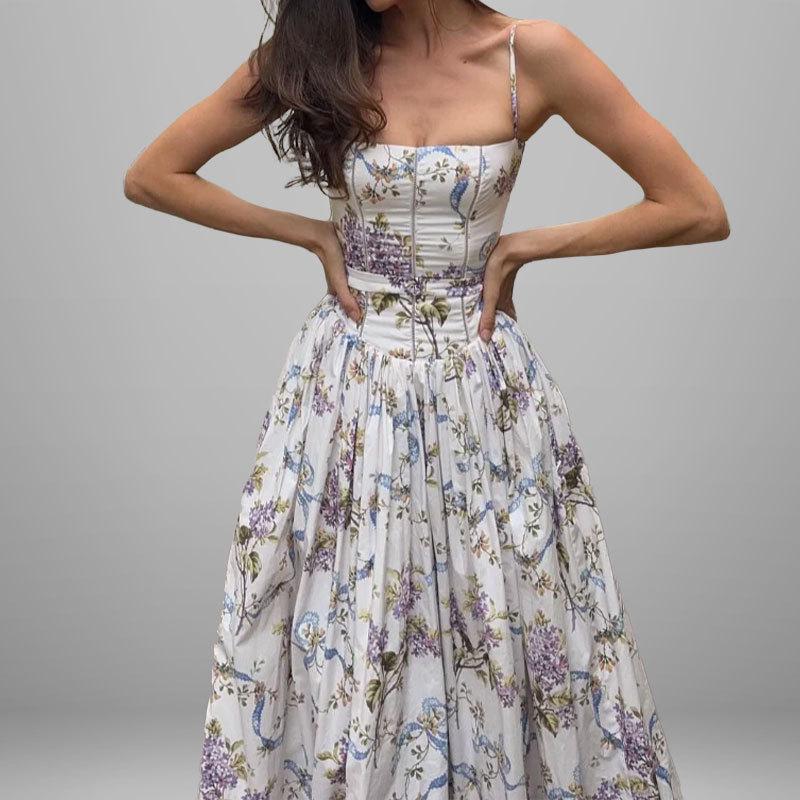 2026 Spring Women's European and American Style Slimming Floral Sling Dress