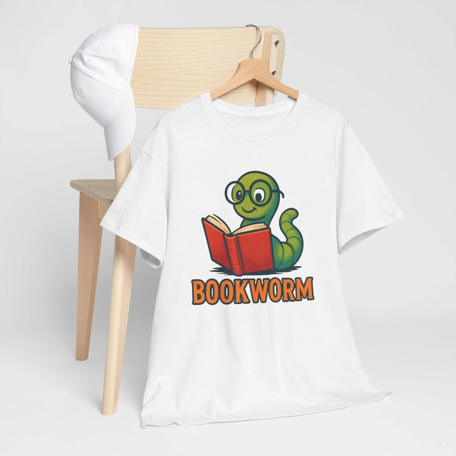 Bookworm Reading Cotton Tee, For Book Lovers, Cute Bookworm Apparel, Literature 3XL