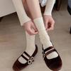 Korean Style Grey Polka Dot Mid-Calf Slouch Socks for Women - Thin Cotton, Spring/Summer.