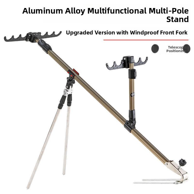 Multi-Functional Aluminum Alloy Fishing Rod Stand Gun Platform Multi-Rod Ground Plug Fishing Pole Bracket Fishing Gear