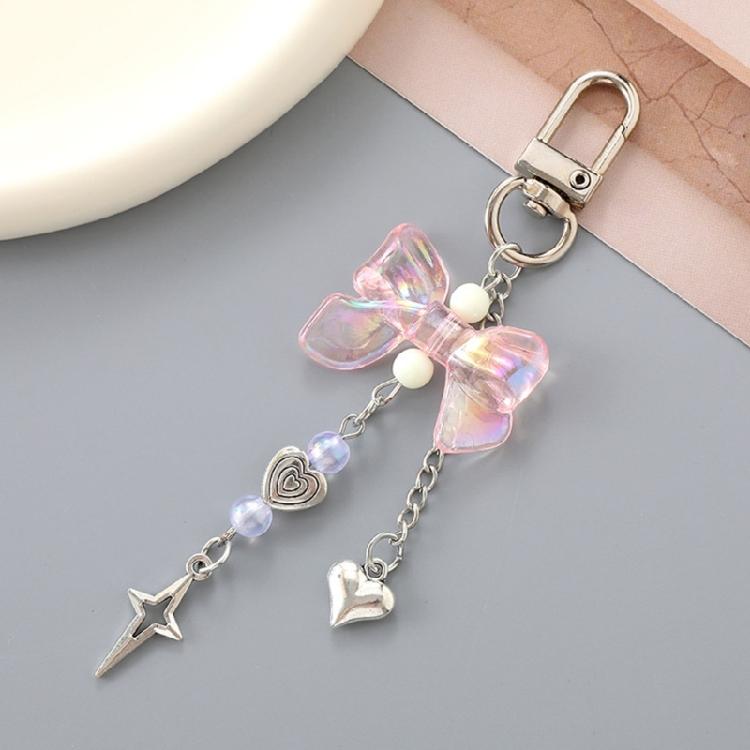 Niedliche Schlüsselanhänger für Mädchen,Liebevolle Auto-Schlüsselanhänger-Accessoires,Schlüsselanhänger-Taschenanhänger für Damen Stern Herz Schleifen Schlüsselanhänger