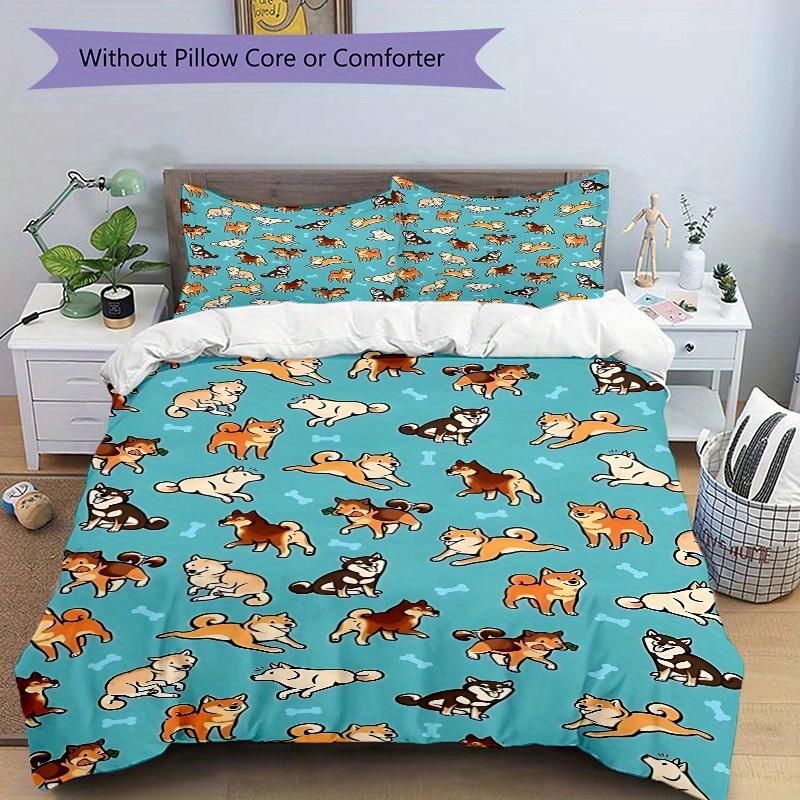 3er-Set Bettwäschebezüge mit Hunde-Knochen-Print, Modisches Klassisches Beliebtes Druck-Bettwäscheset, Weich Bequem, Ganzjahresnutzung, Für Schlafzimmer, Gästezimmera0819196