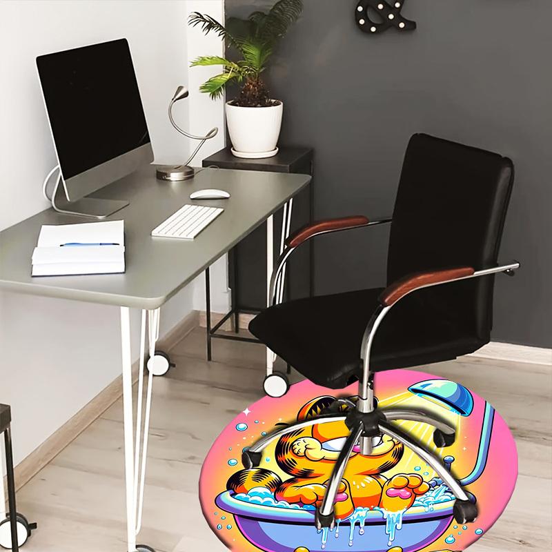 

1pc Garfield taking a bath Round carpet, Made of Polyester,Perfect for Decorating Office Chairs, Living Rooms,fplt170 80cm by 80cm