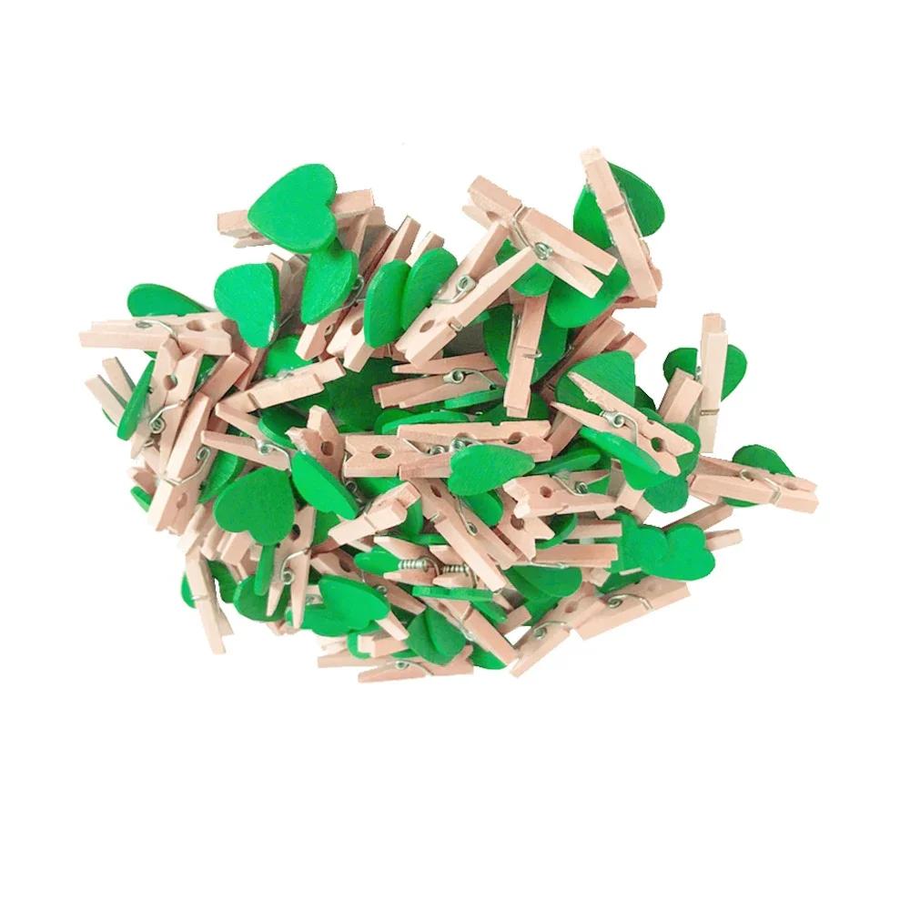25/50Pcs Heart Wooden Clothespins, Colorful Mini Clips with Natural Jute Twine for DIY Crafts & Photo Display