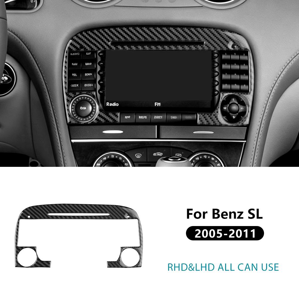 Real Soft Carbon Fiber Sticker For Mercedes Benz SL Class R230 2005 2006 2007 2008 2009 2010 2011 Car Central Control CD Panel