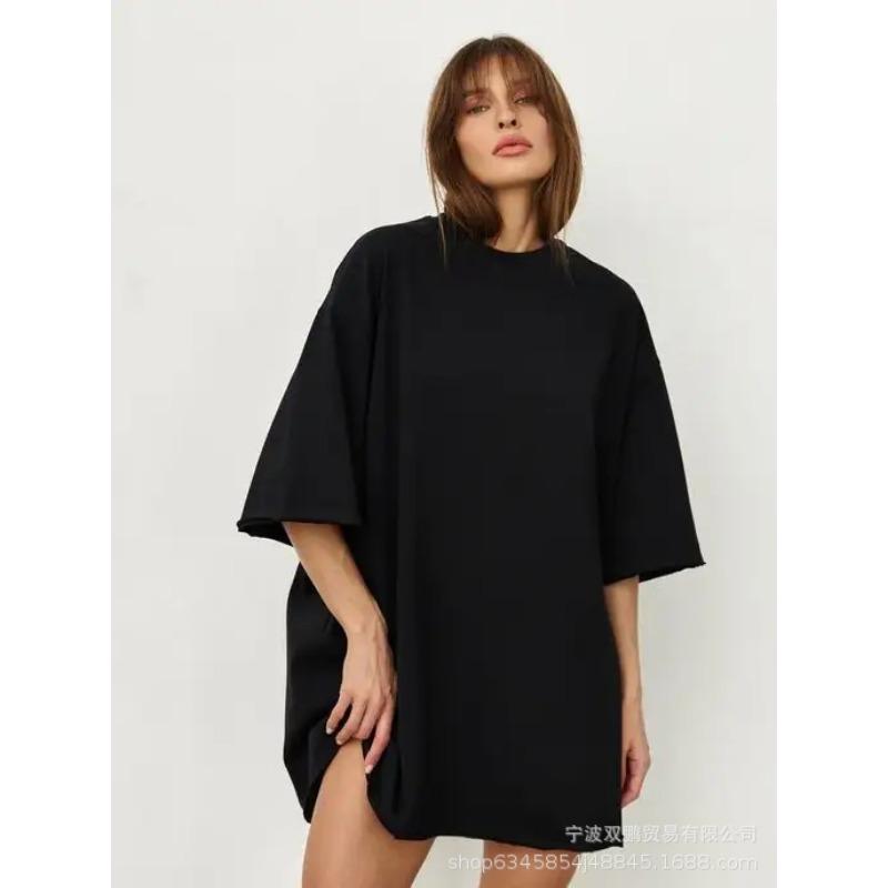 Women's Spring and Summer Solid Colour Short Sleeve Loose T-shirt