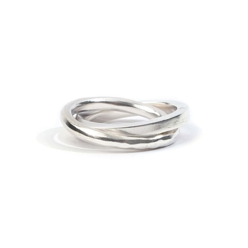 SEWNSWEN SILVER DOUBLE TWIST HAMMERED RING