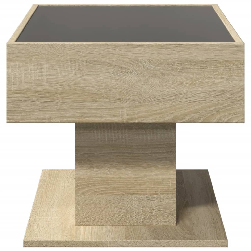 LED Coffee Table in Sonoma Oak 70 x 50 x 45 cm Particleboard