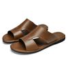 Fashion Men Casual Leather Flat Designer Slippers Outdoor Antiskid Walking Shoes Fashion Flat Designer Waterproof Soft Bottom Slippers