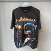 Tide Brand Summer Washed Retro Alien Print Men'S And Women'S Loose Short-Sleeved T-Shirt
