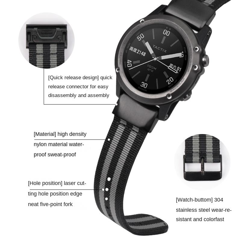 26 22 20MM Nylon Quick Release Watchband For Garmin Fenix 7X 7 6 6X Pro 5 5X/5XPlus 3 HR  Watch Canvas Strap Wrist Band Bracelet