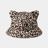 Cow/ Leopard Print Bucket Hat Cat's Ears Basin Hats New Panama Fishing Cap  Unisex
